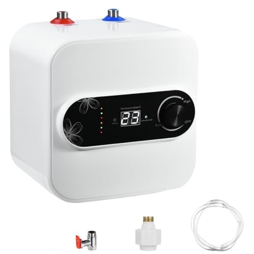 wowspeed 1.5KW Electric Water Heater, 220V 7A Instant Water Heater with Digital Display, Under Sink Tankless Electric Water Heater Suitable for Showers, Water Heat for RV Kitchen Bathroom