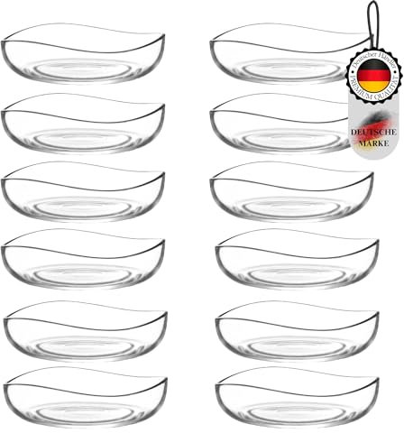 TYA I LAV Glas Dessertschalen Set 12, 195 ml BLEIFREI Dessertgläser, Stapelbare Glasschalen, Dessertbecher, Snackschalen, Dessert Schalen Glas, Obst Servierschalen, Soßenschalen, Frühstücksschalen