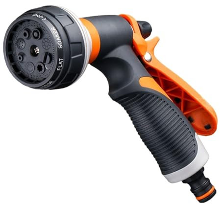 Erweiterbares Gartenschlauch-Set Schlauch Sprühkopf Gartenduschen Einstellbare Muster Autowäsche Reinigung for Garten Zur Bewässerung Rasen(Oranje)