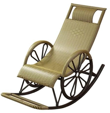 YXCUIDP PE Rattan Rocking Chairs,Zero Gravity Patio Chaise,All-Weather Wicker Rocker Chair with Steel Frame, Smooth Rocking Swing Glider Chair, For Porch Backyard Poolside(Green)