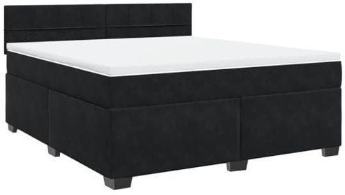 vidaXL Boxspringbett, Polsterbett Bett mit Matratze Matratzenauflage, Bettgestell mit Kopfteil Lattenrost, Doppelbett für Schlafzimmer, Schwarz 180x200cm Samt