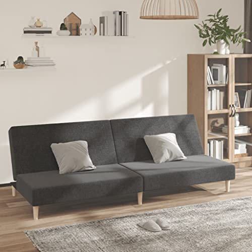 Willood Schlafsofa 2-Sitzer Dunkelgrau Stoff Sofa mit Holzrahmen, Schlafcouch für Wohnzimmer Heimkino Büro, Couch Sofabett Tagesbett Gästebett