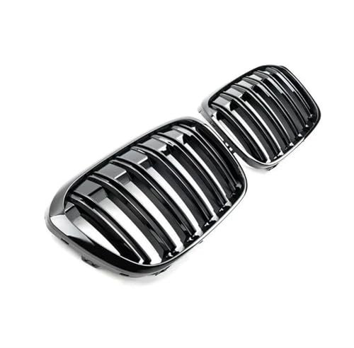 POMPOMPUR Für B&MW X1 F48 F49 2016-2019 Auto-Fronthaube Nieren-Stoßstangengrill Renngrill Glänzend Schwarz Doppellamelle Front Kühlergrille