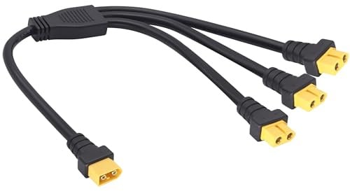 AAOTOKK XT60 Stecker Y Splitter Kabel 1 Männlich 3 Weiblich Adapter 14AWG Y Splitter Kabel Verlängerungskabel, Passend für Drohnen und Andere XT60 Batterie Ladegeräte (37cm/1M bis 3F)