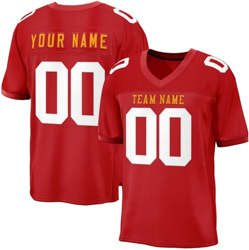 Personalisiertes American Football Trikot Herren Sporthemden Personalisierte Schnelltrocknend mit Namen Nummer Blank Atmungsaktiv Printed Practice Jersey Shirts Hip Hop Party Trikot für Herren Kinder