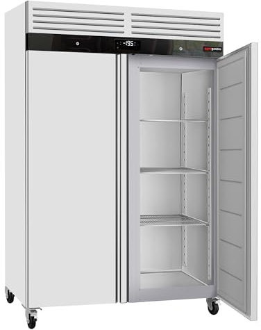 GGM Gastro | TSH1400 | TiefKühlschrank Edelstahl ECO - GN 2/1-1400 Liter - mit 2 Edelstahltüren - Innenseite der Tür aus Kunststoff
