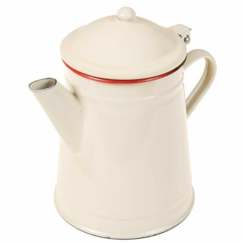 SIDCO Kaffeekanne Emaille Westernkanne Kanne weiß Lagerfeuer Camping Teekanne Shabby