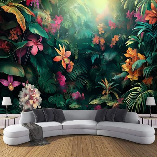 Fotomurales Selva Tropical Tv Foto Mural, Pared 3D Paisaje Vegetal Fotomurales Decorativos Papel Tapiz Estéreo, 3D Fotomurales Papel Pintado 350Anx256Al Cm Moderno Wallpaper