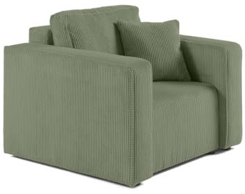 Bestmobilier - Topaze - Fauteuil - en Velours côtelé, Vert Sauge