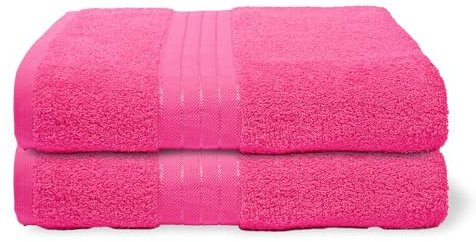 Brentfords Hand Towels For Bathroom, Super Soft 100% Cotton Absorbent Fade Resistant Quick Dry Hand Towels 2 Pack For kitchen or Gym Bathroom Essentials, Bright Pink-50x80cm