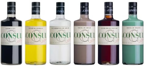 Pack Degustación Licores El Consul – 6 Botellas de Orujo, Café, Hierbas, Crema, Tostado y Mojito | Tradición y Sabor Artesanal