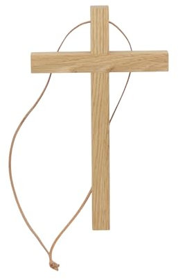 HOLZKREUZ Eiche zur Konfirmation Sakrament GROSSE 25x15cm mit Lederband