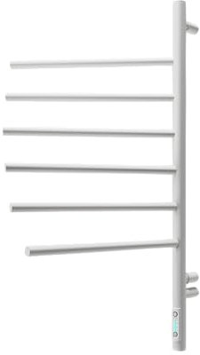 ELNA® Badheizkörper Elektrisch Weiß 79x40 cm, 78W - Elektrischer Handtuchheizkörper aus Edelstahl 304 mit Timer & Thermostat, IP44 Schutz - 6 Schwenkbare Arme 180°, Wandmontage