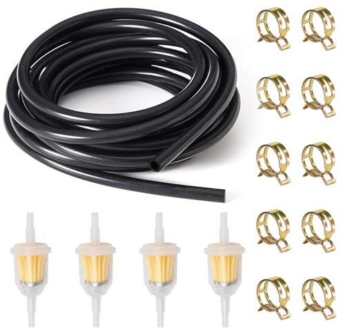 5mm Fuel Line Hose, 5 Meter Fuel Pipe High-Temperature Resistant Diesel Heater Fuel Line with 4 Fuel Filter and 10 Hose Clamps for Car Truck Scooter Motorcycle