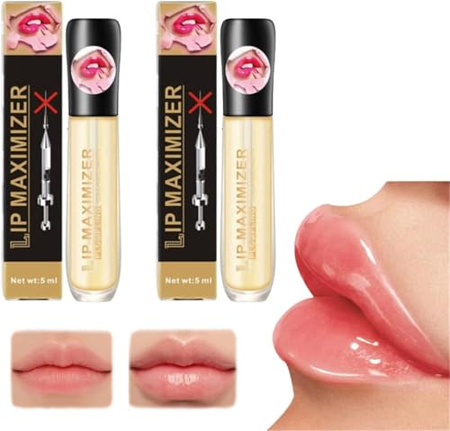 Lip Plumper Essence, Lip Plumper Essence, Lip Maximizer Hyaluronic Lip Plumper, Vitamin E Lip Plumping Serum, Lip Plumping Serum Instant Lip Filler, Reduce Lip Fine Lines (2 Pcs)