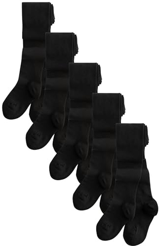 NEXT Mädchen Schulstrumpfhose mit Baumwollel, 5er-Pack
