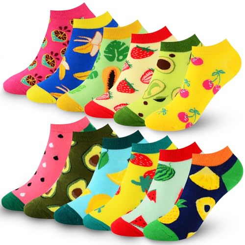 DASHUAIGE 12 Paare Bunte Baumwolle Socken 37-42 Baumwolle Bunte Socken Kurze Lässig Ausgefallene Witzig