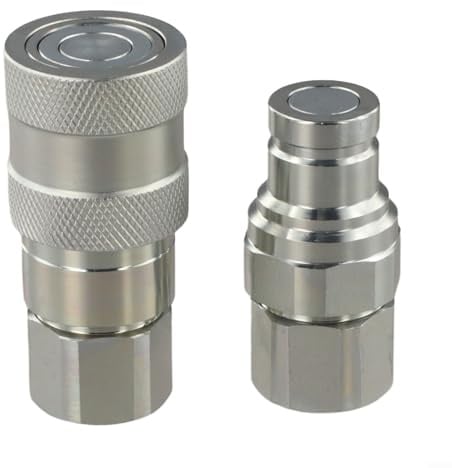 URPIZY FF Hydraulische Schnellkupplung Mit Ventil - Flacher Hydraulik-Schnellverbinder Aus Kohlenstoffstahl Für NPT1/4 3/8 1/2 3/4 - Geeignet Für Mobilgeräte Und Industrieanlagen