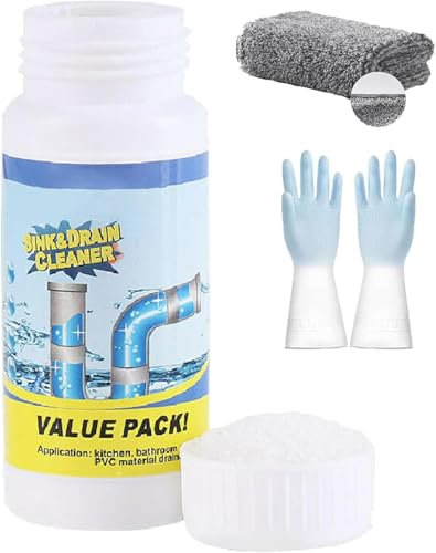 Potente detergente per lavello e scarico: rimuove gli intasamenti dello scarico, schiuma per lavandino, deodorante per tubi, agente di dragaggio per tubi, detergente in polvere, sterilizza i