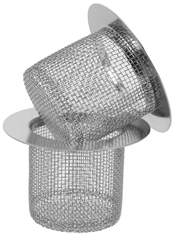 Edelstahl Abflusssieb für Badezimmerwaschbecken, Rund 2 Stück | Feines Mesh, Wiederverwendbar, Einfache Installation, für Abfluss und Bodenabläufe, Silber