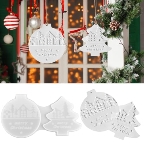 Silikonformen für Weihnachtsfiguren, 2er-Set Gießformen mit Baum, Stern und Haus
