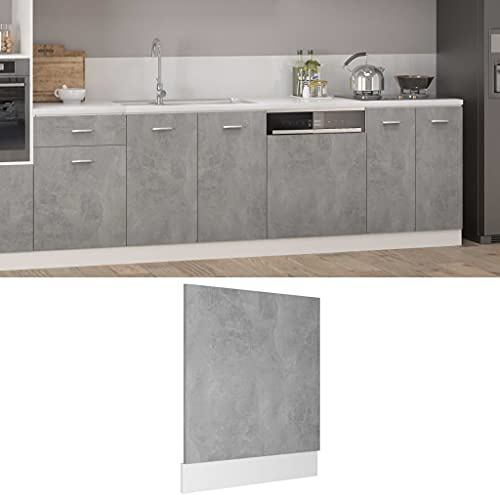 Qnhdfrt Lyon Concrete Grey Dishwasher Panel 59.5 x 3 x 67 cm Engineered Wood Door Cover for Integrated Kitchen Cupboards and Matching Cabinets