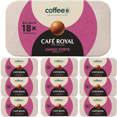 CoffeeB Lungo Forte - Big Pack - 10 x 18 Kaffee Balls – Speziell für die Verwendung der CoffeeB-Kaffeemaschine – Rainforest Alliance – 100% Kompostierbar - (10er Pack)