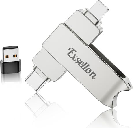 Exsellon 256GB USB Stick für Phone/Pad/Android/PC | USB Stick iPhone Speicherstick ohne App, Fotos & Videos einfach speichern und Handyspeicher freigeben