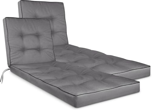 normani Liegenauflage Gartenliegen Auflage – extra Dicker Schaumstoffkern für hohen Liegekomfort – Polster für Sonnenliege, Relaxliege & Gartenmöbel - Made in Poland Hellgrau 195 x 60 x 9 cm