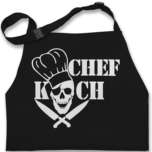Kinderschürze Schürze Kinder Jungen Mädchen - Kochschürze - Chefkoch Totenkopf Skull - 7-14 Jahre - Schwarz - backschürze geschenk für kind mit name kochen apron 12 kinderkochschürze