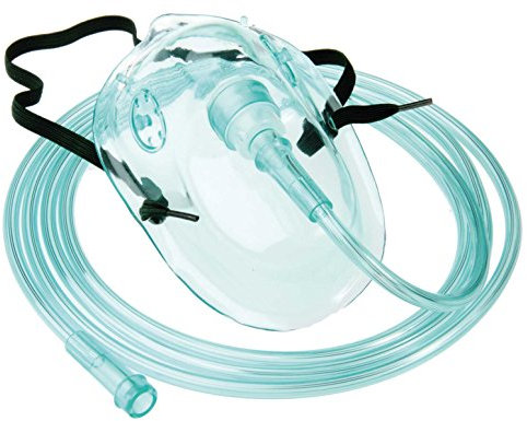 Tiga-Med Sauerstoffmaske 50 Stück Orig DEHP-frei f. Erwachsene mit 210cm Sauerstoff Schlauch Sauerstoffmasken