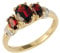 Ivy Gems 9ct Yellow Gold Three Stone Garnet and Diamond Ring - Size P