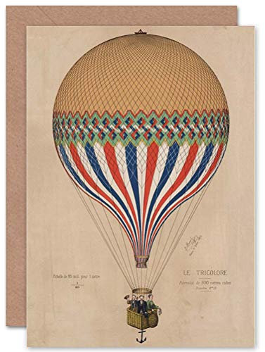 Wee Blue Coo Vintage Frankreich-Reise Le Tricolore Heißluftballon Weihnachtskarte