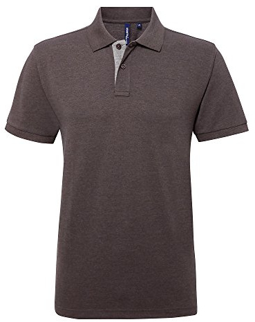 Asquith & Fox Men's Asquith and Fox Men's Classic Fit Contrast Polo Regular Fit Short Sleeve Polo Shirt, Multicolour (Charcoal/Heather Grey 000), Large (Manufacturer Size:Large)