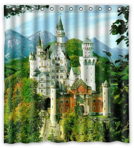 CHATAE Neuheit Design Schloss Neuschwanstein Duschvorhang 167,6 x 182,9 cm Wasserdicht Stoff Polyester-Comfortable Baden Umwelt