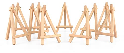 ewtshop® 10 x Mini Staffeleien, kleine Holz Tafel Display, Halterung Staffelei Foto Memo Halter Platzkartenhalter Namenschilder und vieles mehr