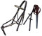 Exion Premium Trensenzaum aus englischem Leder, Figur 8, mit silbernem Drahtreifen und Stirnband, weich gepolstertes, anatomisches Kronenstück, Gummizügel und Messingschnallen, verstellbare Passform