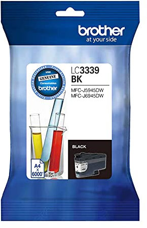 brother Genuine LC3339XLBK High-Yield Capacity Ink Cartridge, Black, Page Yield Up to 6000 Pages, (LC-3339XLBK) for Use with: MFC-J5945DW, MFC-J6945DW, MFC-J5845DW, MFC-J6545DW High-Yield Capacity