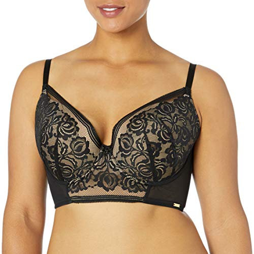 Gossard Women's Encore Padded Longline Bra, Black/Nude, 34C