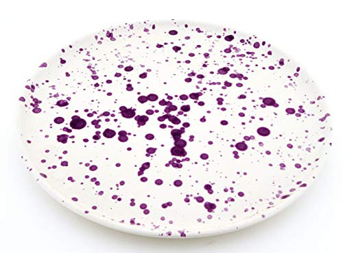 ART ESCUDELLERS Plato Pizza 33CM en Ceramica Hecho y Pintado a Mano con decoración Mate Lila. 33 cm x 33 cm x 2,5 cm