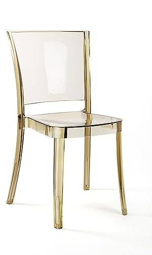 Lucienne – Stuhl transparent aus Polycarbonat – durchsichtiger Stuhl Bernstein-transparent – 6 Stück