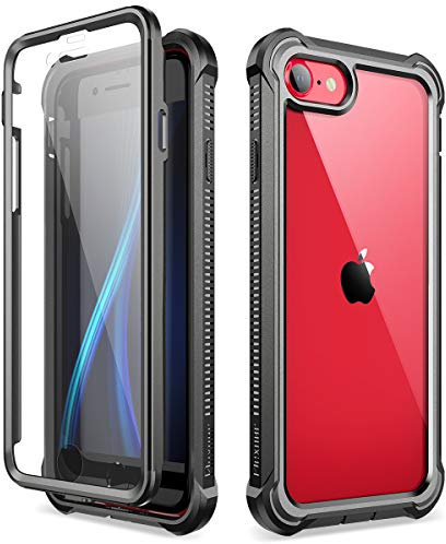 Dexnor Kompatibel mit iPhone SE 2020 hülle/iPhone 8/7 hülle (4.7''), 360-Grad-Ganzkörper Schutzhülle gegen Stöße (Release 2020) mit eingebauter Displayschutzfolie - Schwarz