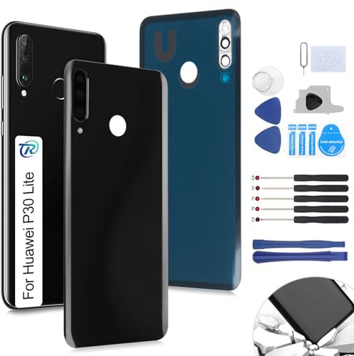 RongZy Akkudeckel Geeignet für Huawei P30 Lite/Nova 4E Backcover Akkudeckel batterietür Gehäuse Rückseite mit Tool kit (Schwarz)