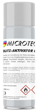 Microtec® Aktivator Spray für Sekundenkleber | 200ml | Aushärtebeschleuniger für Industrieklebstoffe | idealer Einsatz bei offenen Verklebungen | sekundenschnelle Reaktion