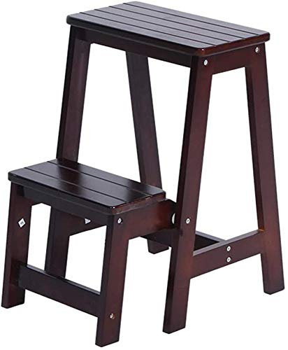 HUOQILIN Tritthocker Klappstufen, Trittleiter Aus Holz, Treppenstuhl Klappbar, Leiterstuhl Hockerleiter Klapphocker, Faltstuhl Trittstuhl Haushaltstritt,Brown