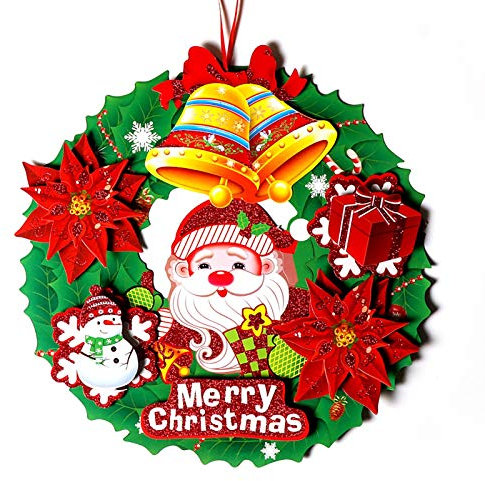 STTTBD Papier Weihnachtskranz Ornamente Weihnachtsdekoration Weihnachtstür hängen 3D Girlande Fenster Aufkleber