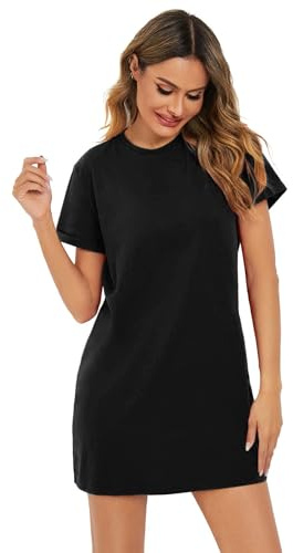 Milumia Women's Casual Short T Shirt Dress Short Sleeve Straight Mini Tee S