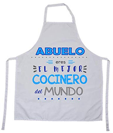 Kembilove Delantal cocina hombre – Regalos personalizados – Delantal con Mensaje Abuelo eres el mejor cocinero del Mundo – Regalo original hombre – Regalos originales para hombre