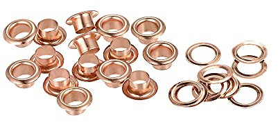 sourcing map Ojales con arandelas, 11 x 6 x 5 mm de hierro pasante remaches huecos ojales oro rosa 300 juego