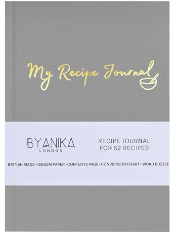 BYANIKA Rezeptbuch für eigene Rezepte | Erstellen Sie Ihr eigenes Kochbuch-Tagebuch | gebundenes Notizbuch | Blanko-Tagebuch zum Beschriften | Kochorganizer Familienkochbücher | Backen Küche Muttertag